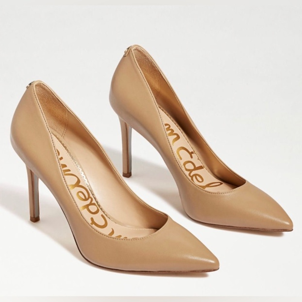 Sam Edelman HAZEL Pointed Toe Heel Soft Nude Beige Leather Pumps 37 7